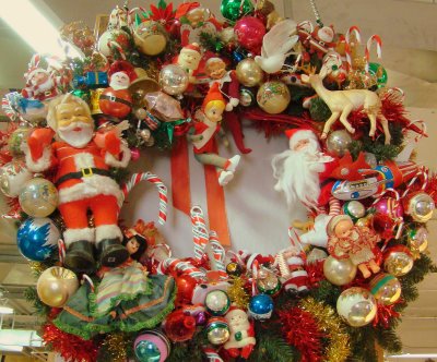 Nostalgic thrift-store holiday wreath